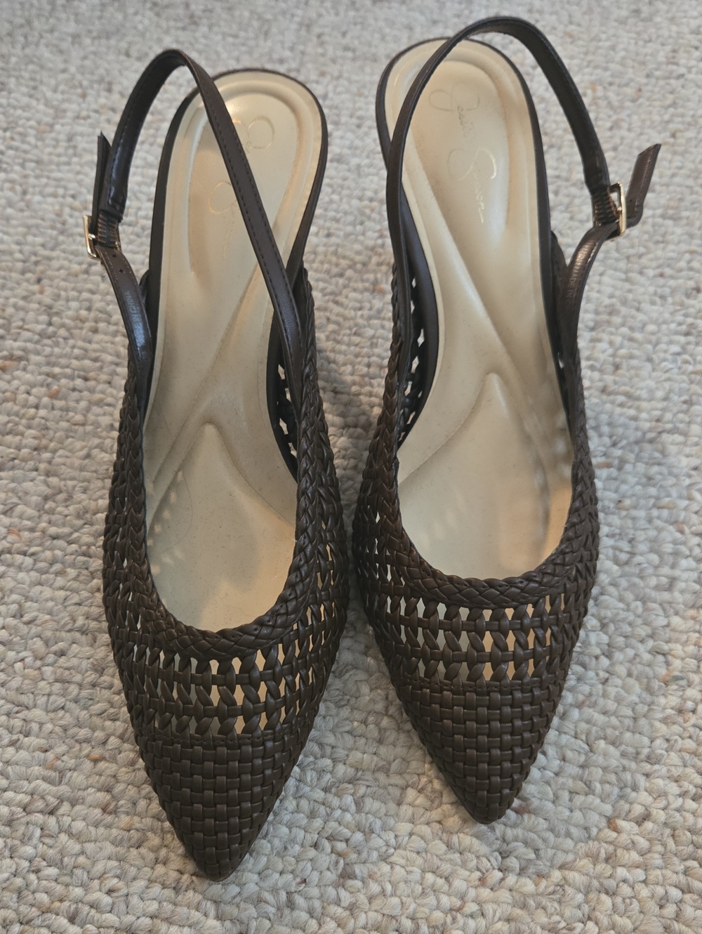 Jessica Simpson Denvie Woven Slingback Pointed-Toe Pump Heels Black US 8